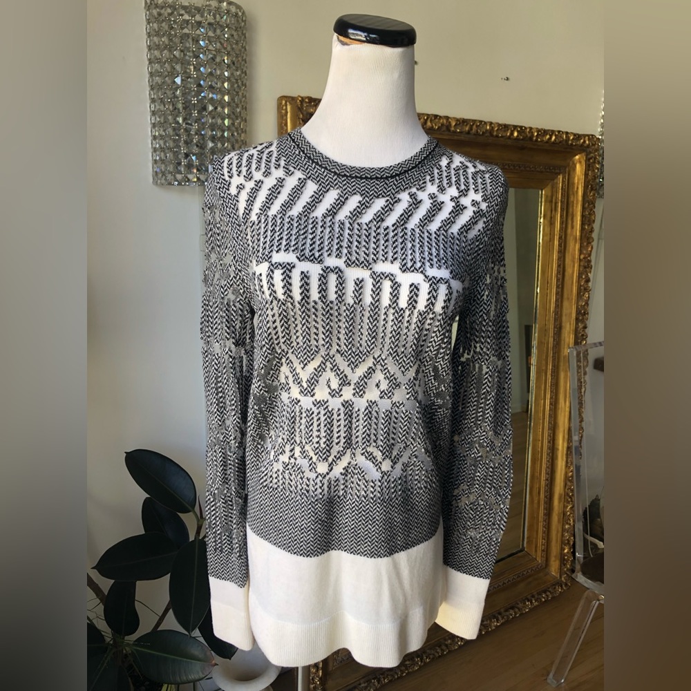 Alexander wang gray wool crewneck sheer sweater size Xs MK